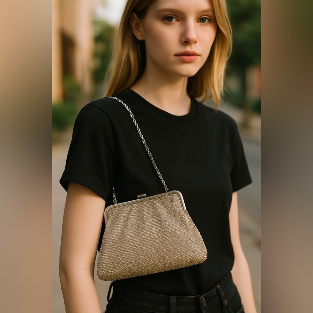 Elegant Vintage Silver and Gold Chain Clutch